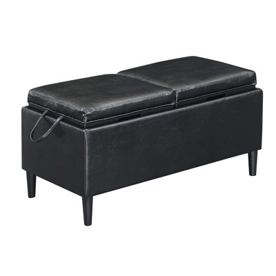 Maggie Upholstered Ottoman with Reversible Tray and Solid Wood Legs