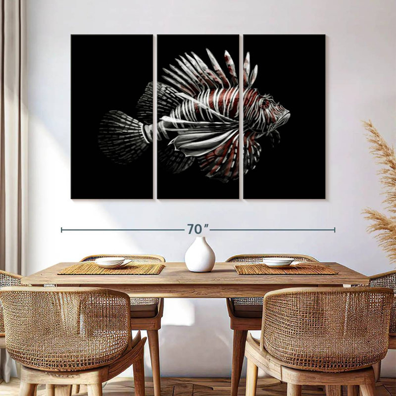 Brampt Lionfish On Black, 42" H x 65" W