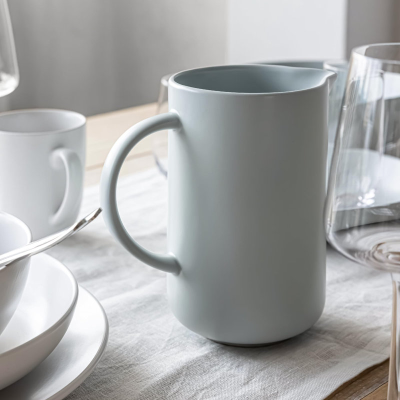 over&back Coupe Stoneware Pitcher, Black