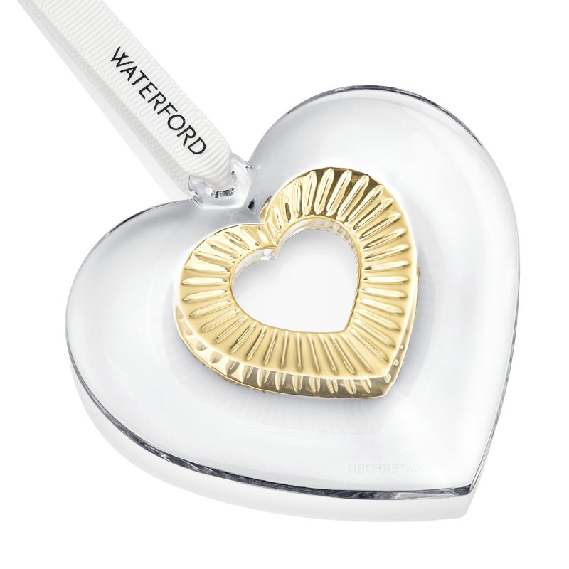 Waterford Heart Ornament with Gold