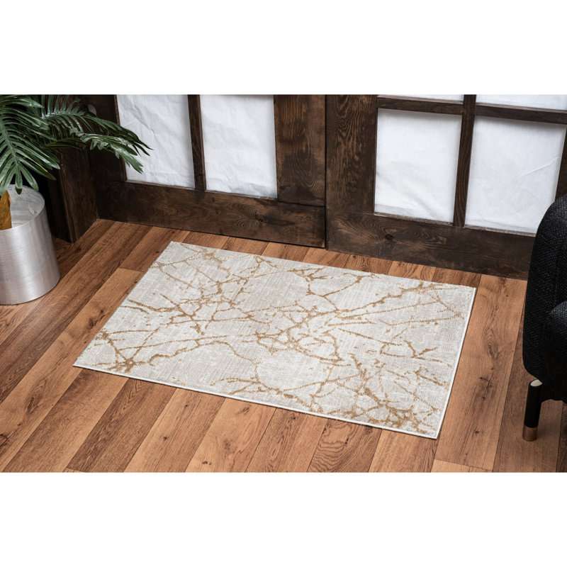 Tapis beige à hauteur de poils de 0,3 po, 2,58 pi x 7,25 pi, tapis confortable avec peu d'entretien, 7,25 po