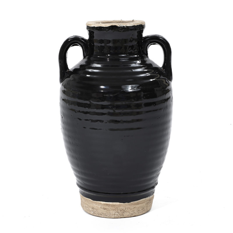 Vase rustique en terre cuite 10 "avec poignées H 10"