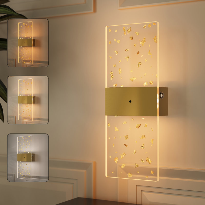 Battery Operated Modern Dimmable Wall Sconce, Gold