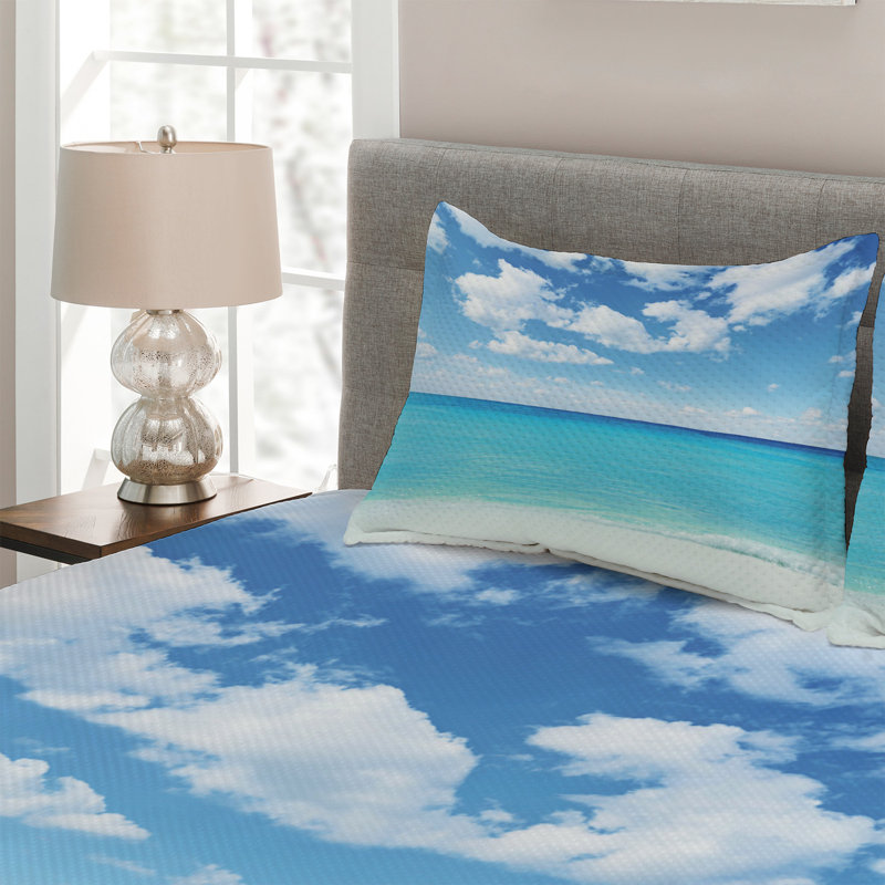Hypnotic Coastal Polyester Coverlet, King Bedspread + 2 Shams