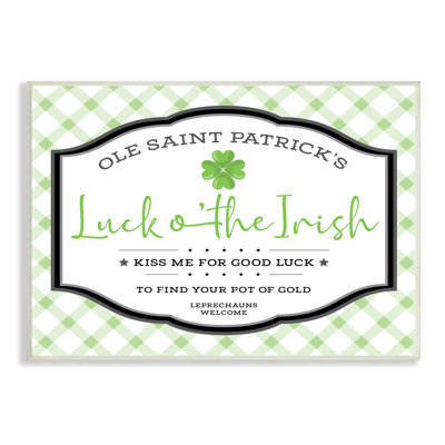 Saint Patrick's Luck of the Irish Sign Green Plaid - art textuel