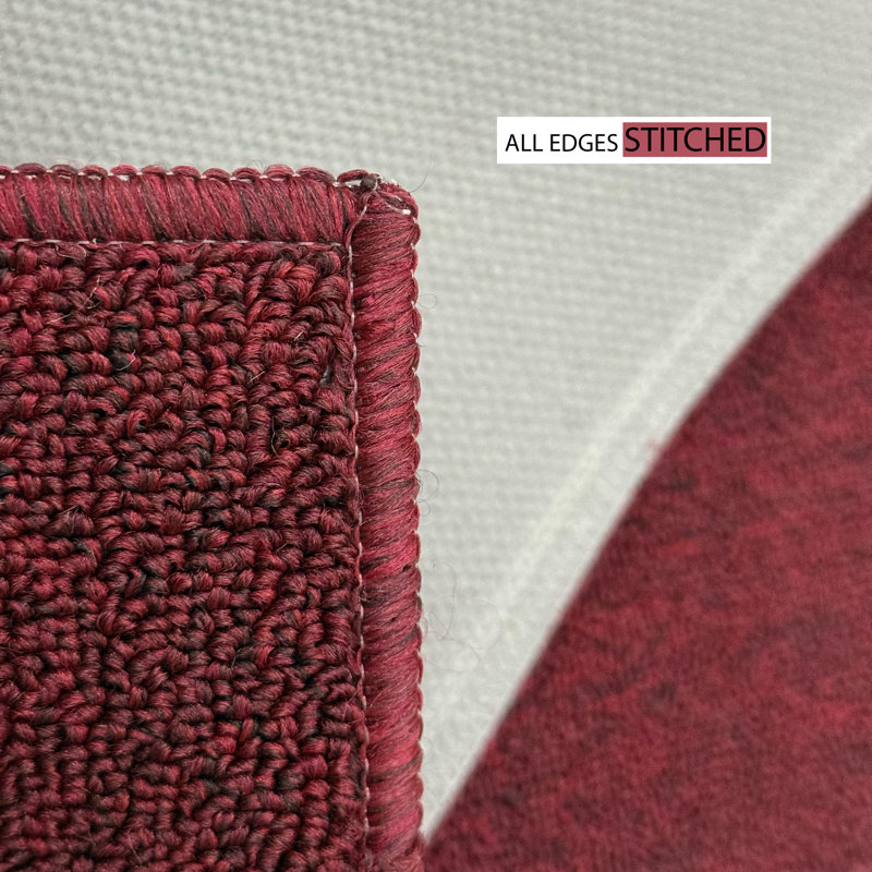 Tapis d'escalier antidérapant lavable à la machine, Bourgogne, Rectangle 26 po x 9,5 po