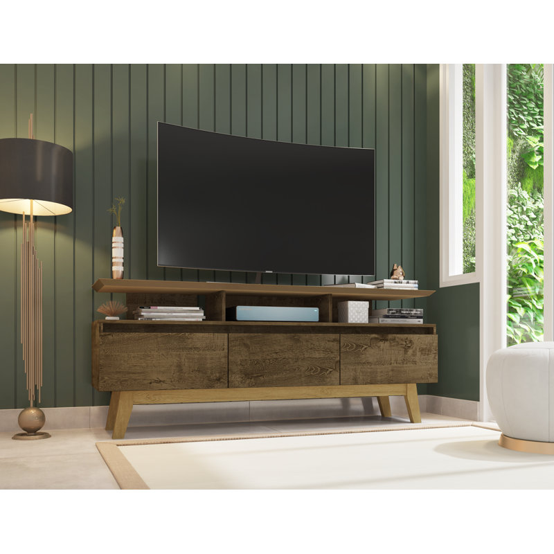 Meuble télé Yonkers, Brun rustique, H 25,79 po x l 62,99 po x P 14,76 po