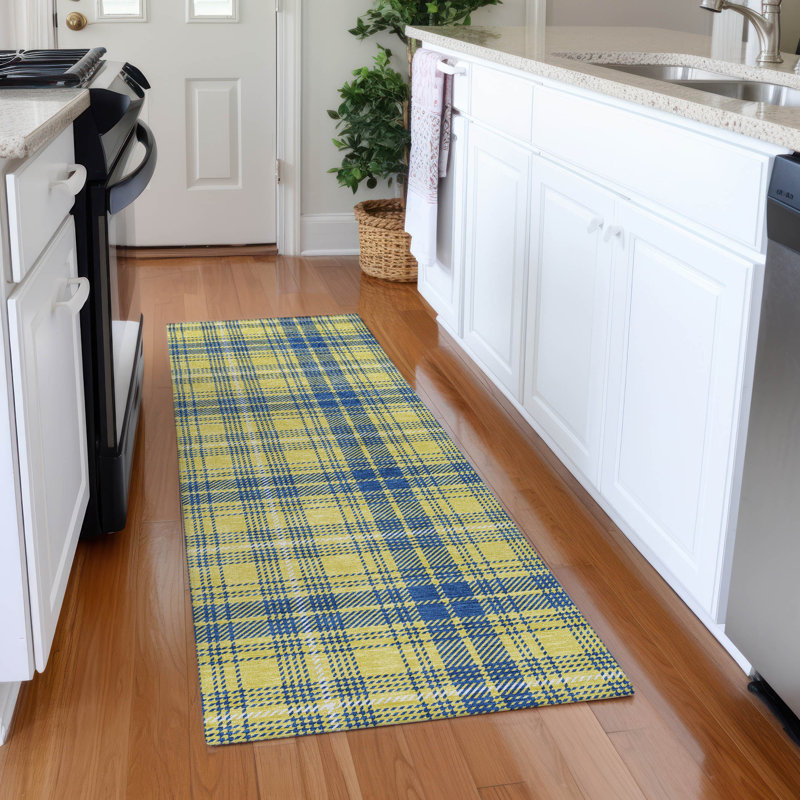 Premium Machine Washable Natoma AMF993 Plaid Rug, Runner 2'3" x 7'6"