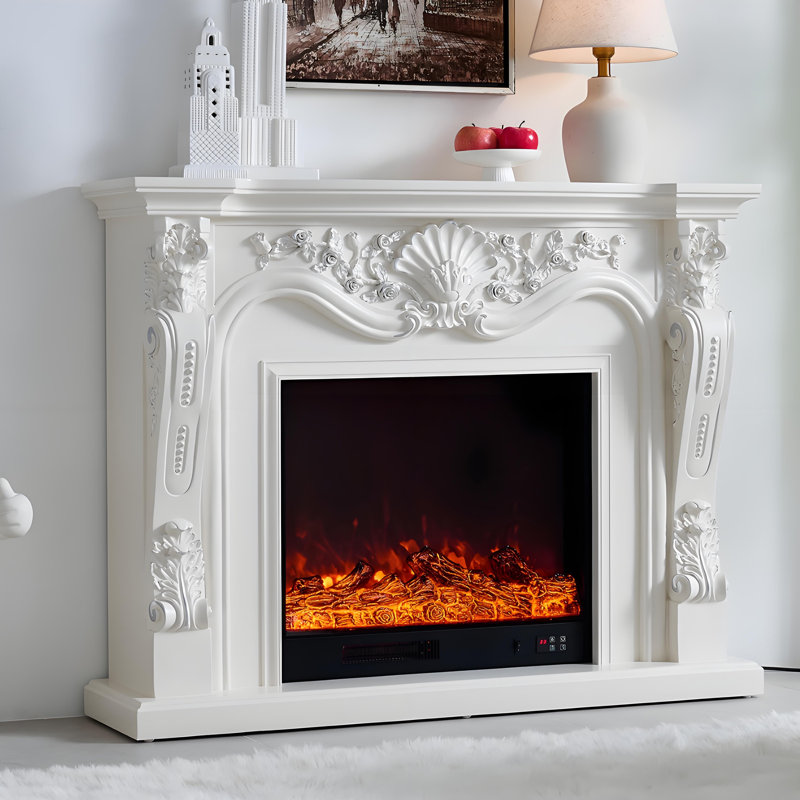 Landscape Heating System Electric Fireplace, 47.24" H x 62.99" W x 12.99" D, White
