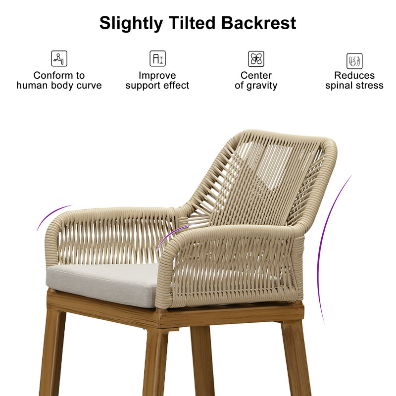 Ensemble de 2 tabourets de bar modernes en aluminium avec coussin haute densité pour îlot de cuisine intérieur et extérieur Lark Manor ™