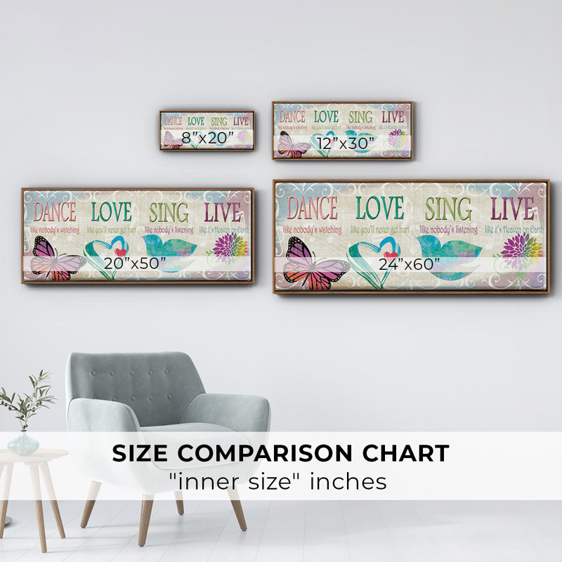 Dance Love Sing - toile encadrée, H 20 po x l 50 po