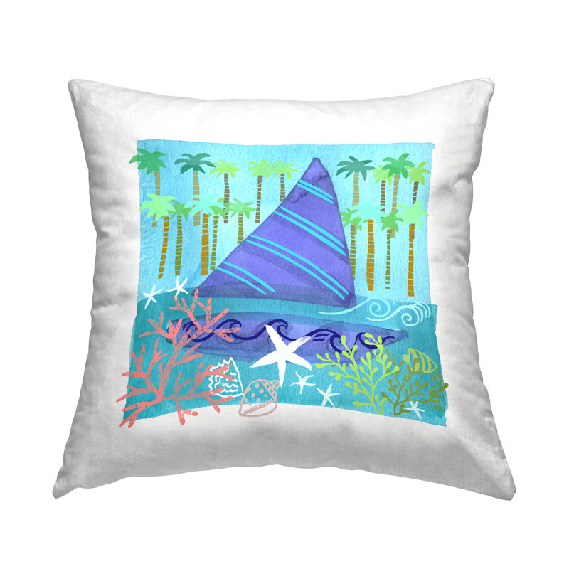 Coussin décoratif à motif de palmiers tropicaux par Maret Hensick
