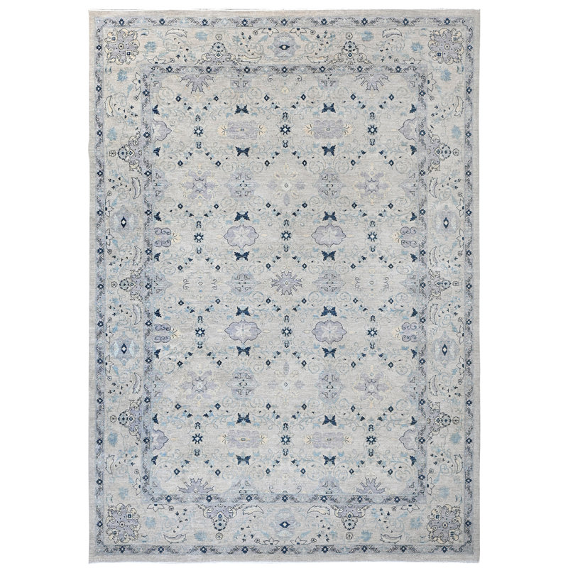 Tapis argent noué à la main de haute qualité