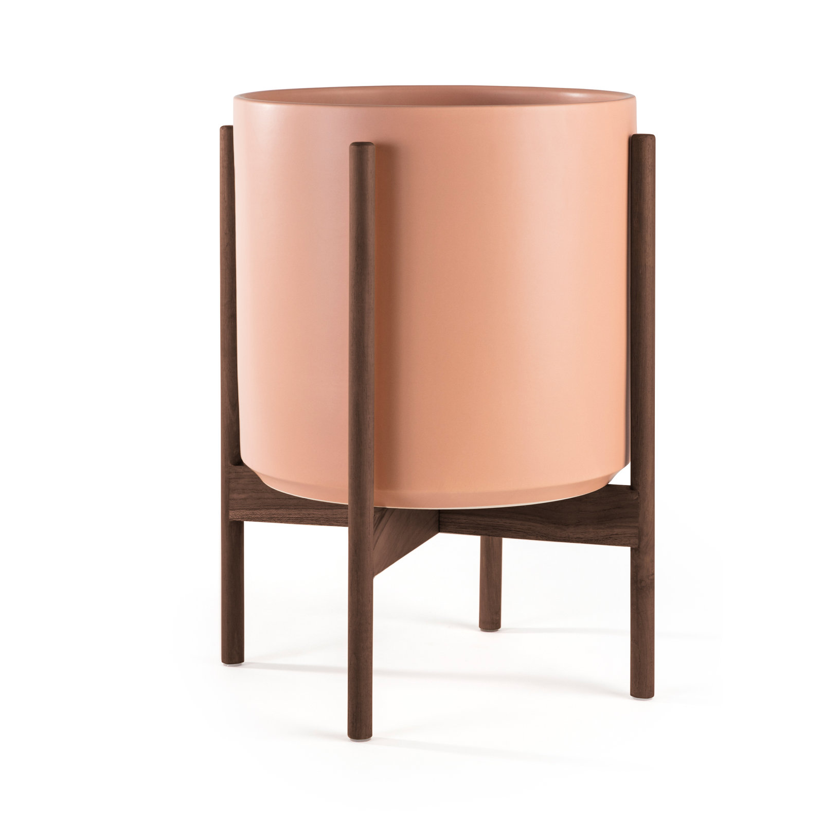 Riverside Handmade Ceramic Pot Planter, 20.25" H x 17.5" W x 17.5" D, Peachy Cotta/Darkened Teak