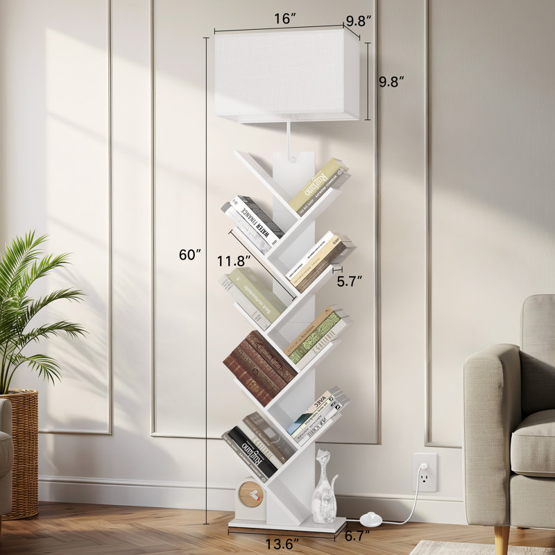 Bibliothèques avec éclairage à DEL et télécommande, lampe sur pied à 9 niveaux, Blanc