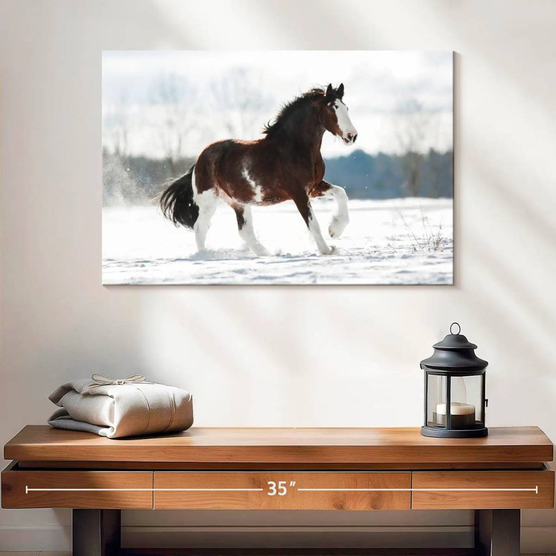 Bramly Clydesdale, cheval en hiver, H 16 po x l 24 po