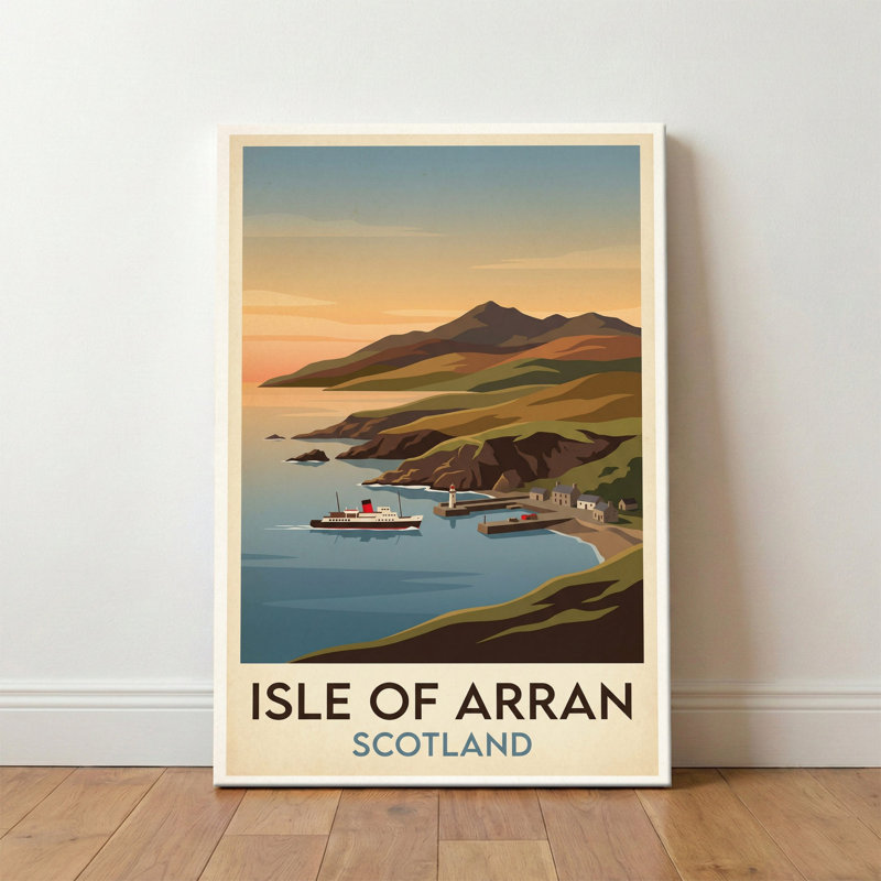 Isle Of Arran, Scotland - Romantic Travel Poster Of Mountains, Harbours And Coastal Charm. Giclee Print On Wrapped Canvas. Wall Art, Home Decor - Natural Landmarks, Scotland - Wrapped Canvas Print