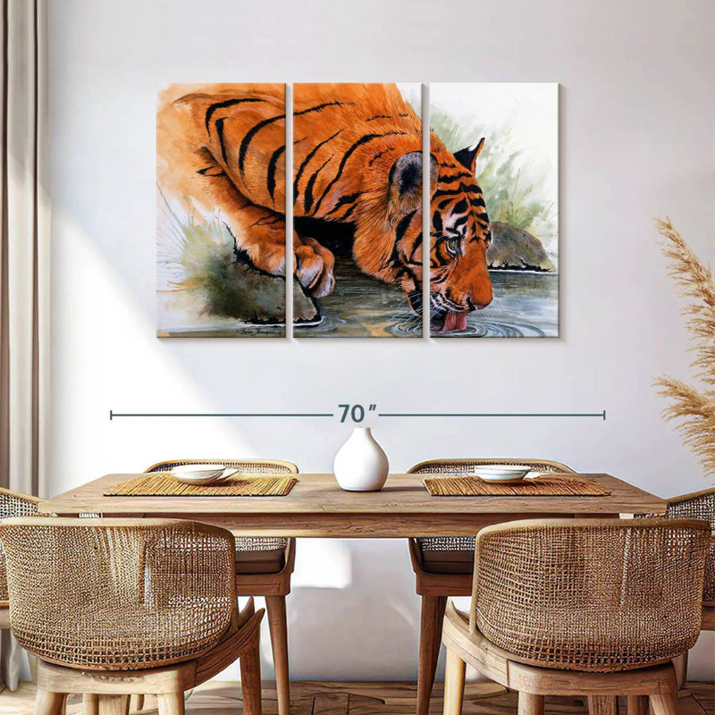 Tigre de Brampt buvant, H 36 po x l 57 po