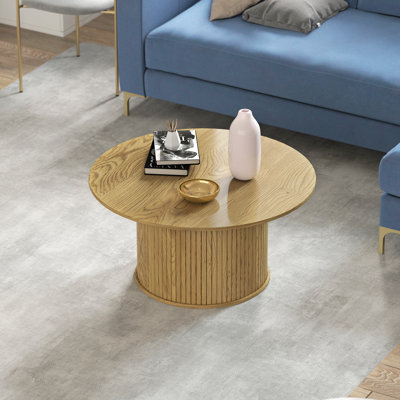 Table basse ronde 31,5 po, centre de la table de salon, chêne