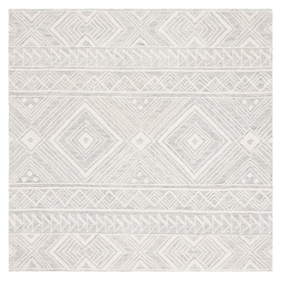 Tapis gris clair / ivoire en laine touffeté à la main Kyndall Southwestern