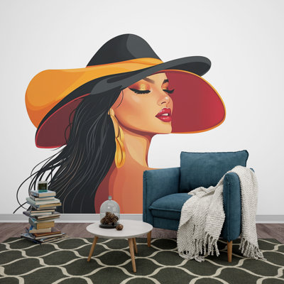 Fashion Lady Wall Sticker, Woman Face Decal, Glam Wall Art, Beauty Salon Decor, Modern Girl Room Sticker, 103Gm