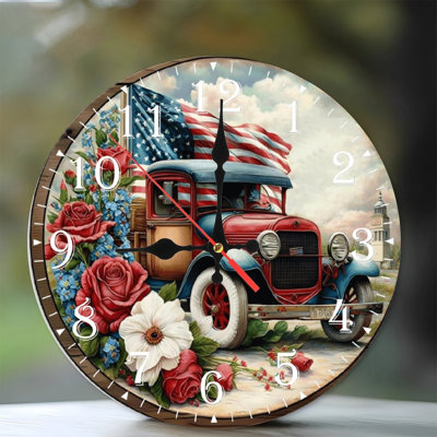 Horloge murale en bois 10 po, mouvement silencieux, à piles (piles AA non incluses), décor artistique, parfait pour les décorations