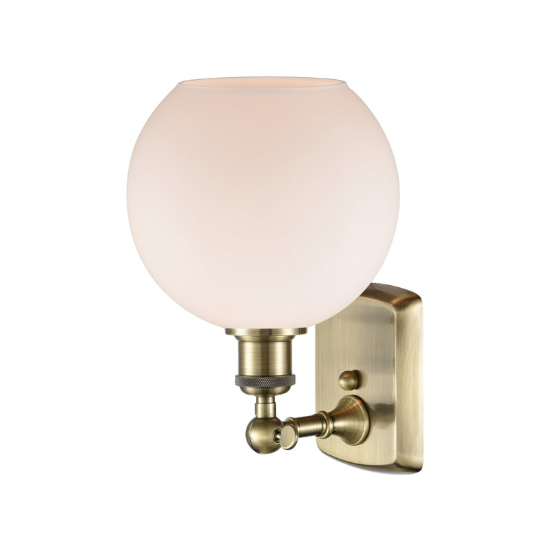 Shauna Armed Sconce, Matte White, Antique Brass, LED