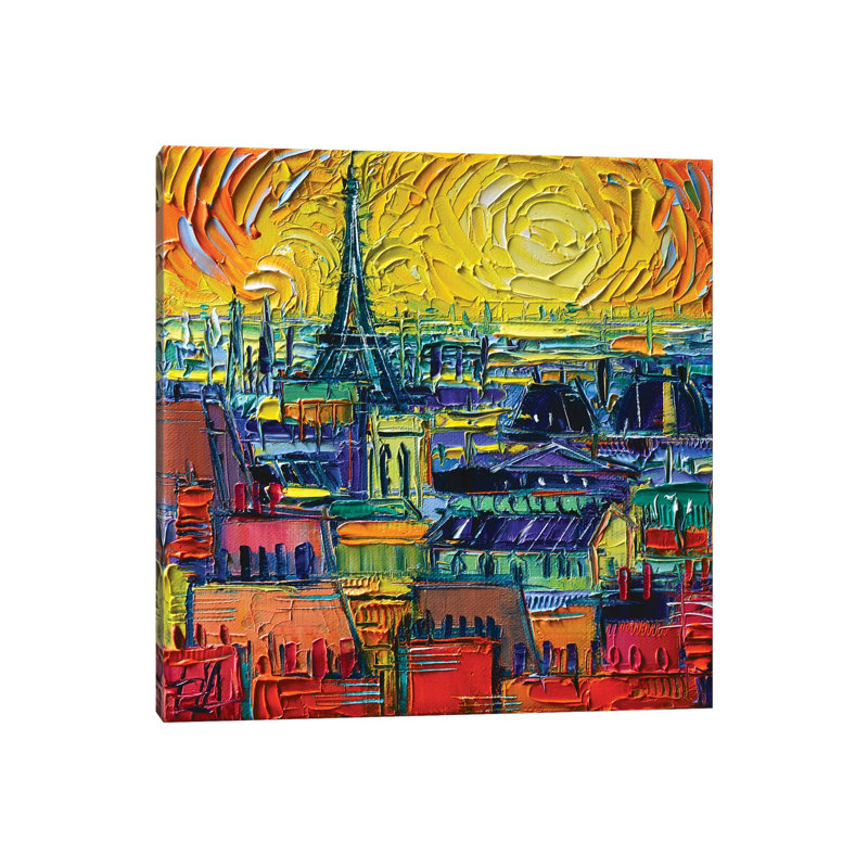 Paris Rooftops View From Pompidou by Mona Edulesco - Wrapped Canvas Painting, 45.72 cm H x 45.72 cm W x 1.91 cm D
