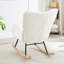 Chaise berçante en tissu, structure en métal, conception ergonomique pour le confort dans la maison et la chambre à coucher, blanc, limite de poids de 300 lb-1431330030