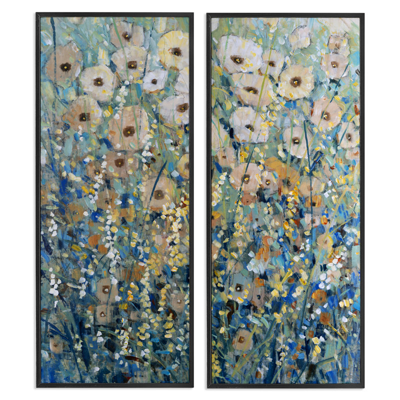 «Sunny Field of Flowers», ensemble de 2 giclées par Tim Ottoole, H 24 po x l 10 po, Noir