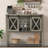 Coffee Bar Cabinet, Farmhouse Sideboard Buffet with Wine Glass Rack & Liquor Storage-1817514655