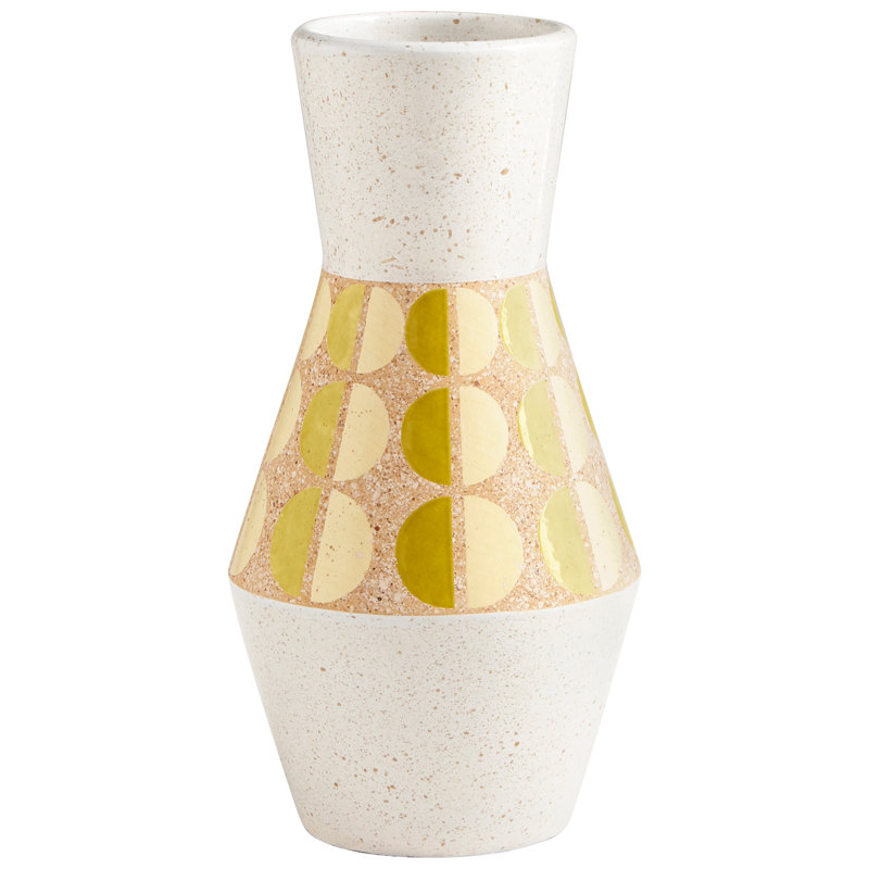 Ruins Gold/Beige/White 14'' Ceramic Table Vase