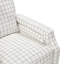 Fauteuil de style transitionnel, tissu écossais noir, siège renforcé en métal, rembourrage en mousse sur ressorts ensachés, coussins de dossier et de siège attachés, pieds en bois exposés avec finition, fonction de poussée,