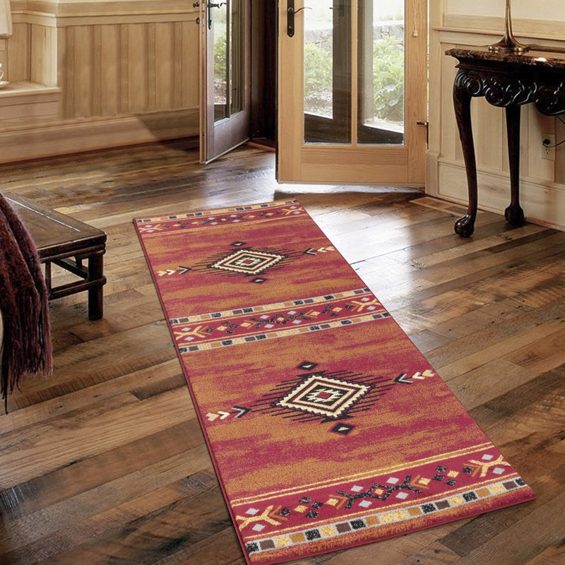 Red Area Rug In Style, Tribes Gcyls4002, 5 Ft. 3 In. X 7 In., 100% Polypropylene, Stain- Decoration Rug, Stain , Ideal For Living Spaces