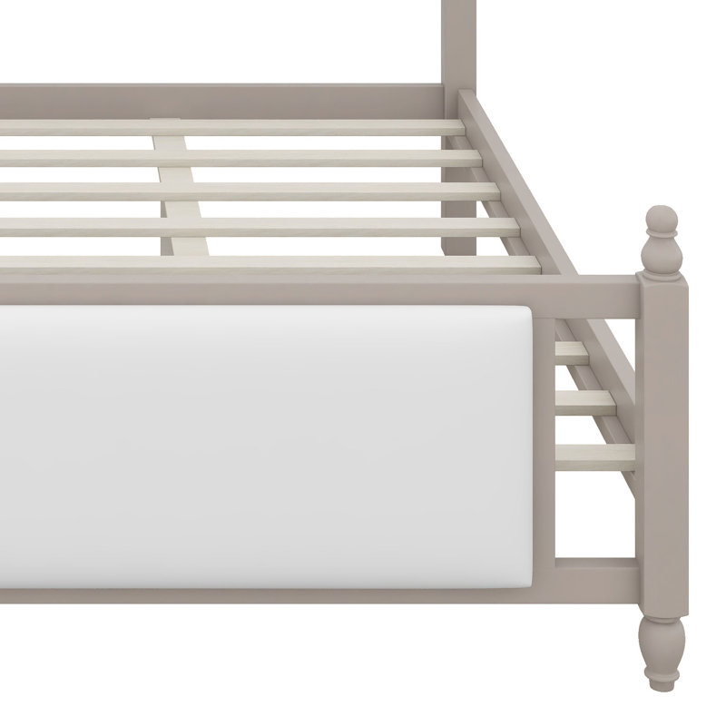 Cadre de lit rembourré avec tête et pied de lit en velours, cadre de lit en bois avec support en lattes de bois, Taupe