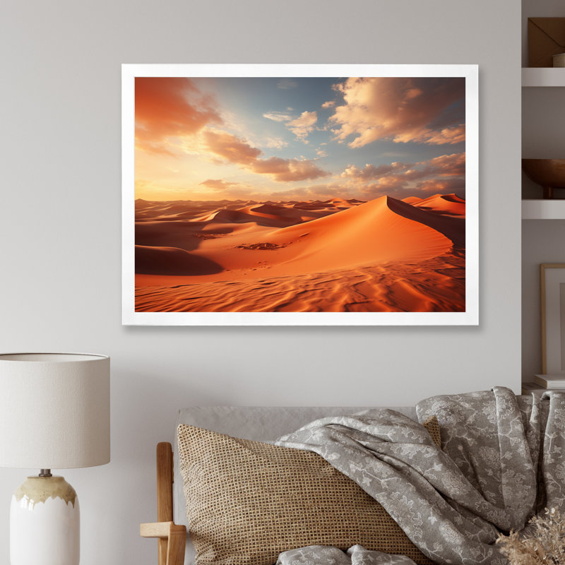 «African Sahara Dreams I» sur toile, H 24 po x l 32 po x P 1 po, Cadre simple blanc