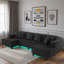 Canapé modulaire moderne en forme de U avec bande lumineuse à DEL RVB et 6 coussins-652929007