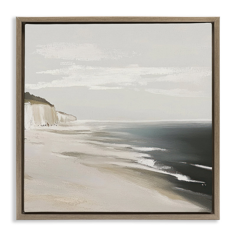 Cadre flottant Soft Sands in Neutrals, design par Mona Grace, Cadre flottant orme Montalcino, H 18 po x l 18 po