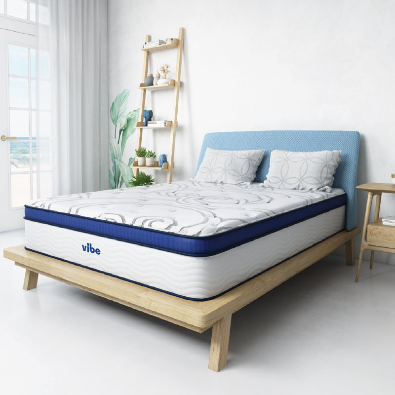 Vibe Quilted Hybrid Mattress, 12-Inch Innerspring And Pillow Top Gel Memory Foam Mattress, Queen