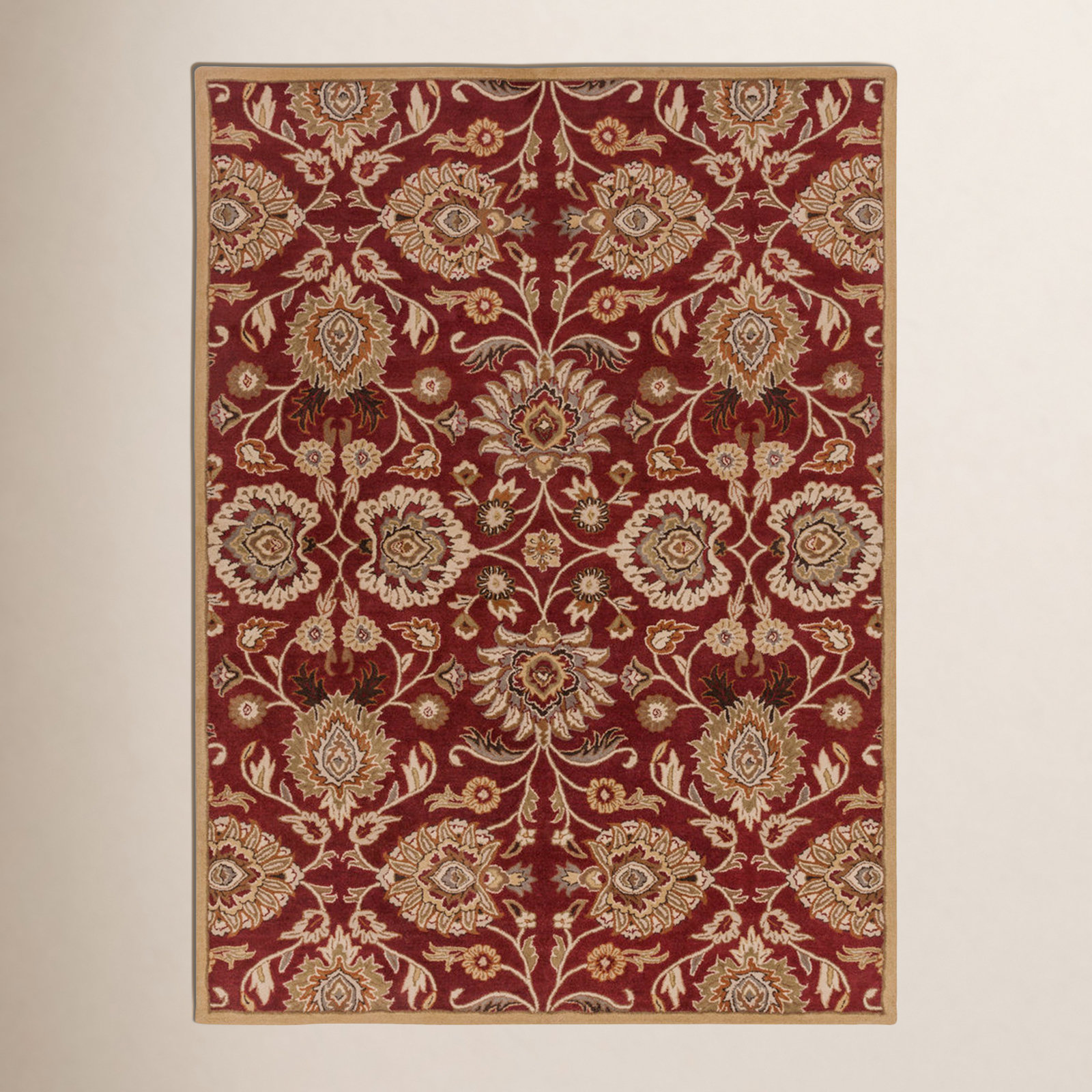 Arden Burgundy Hand-Tufted Wool Floral Rug, Rectangle 12' x 15'