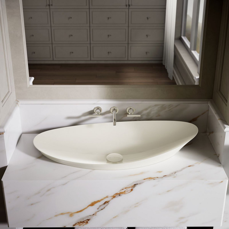 Veil® Trough Fireclay Specialty Vessel Bathroom Sink, Biscuit