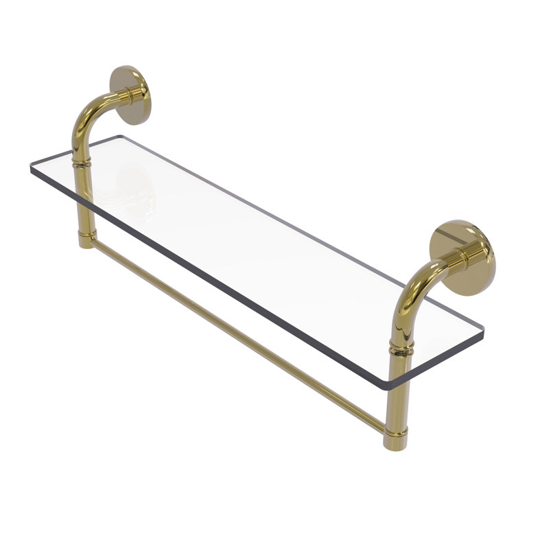 Tablette murale Tioga, Laiton non laqué, 8" H x 22" W x 5" D