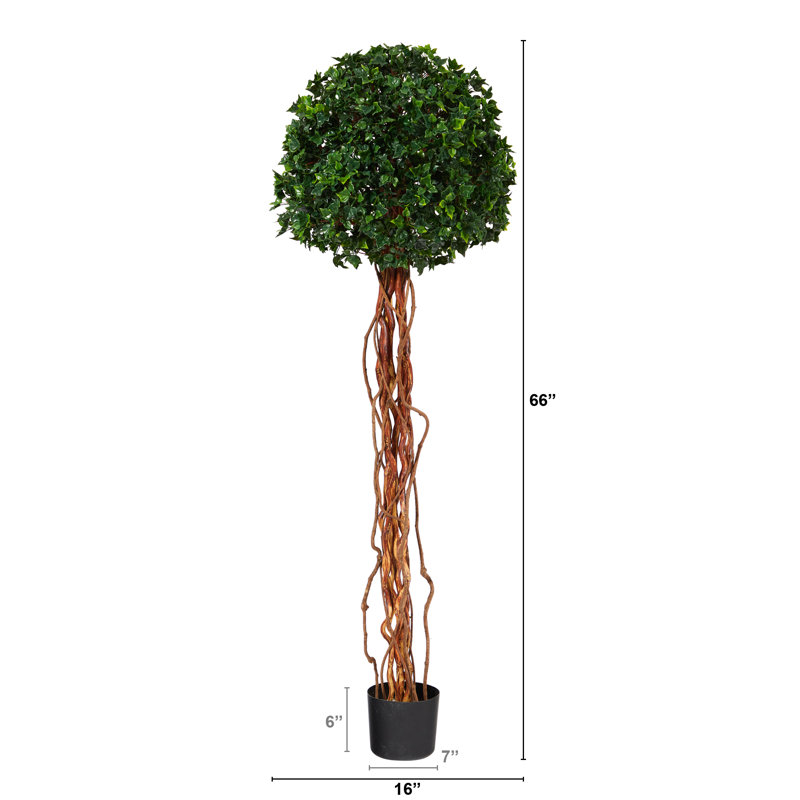 Arbre topiaire artificiel en forme de lierre anglais avec tronc naturel résistant aux rayons UV (intérieur / extérieur)