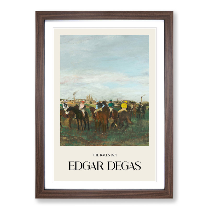 The Horse Races by Edgar Degas - Picture Frame Painting, 36cm H x 27cm W x 2cm D, Walnut Framed