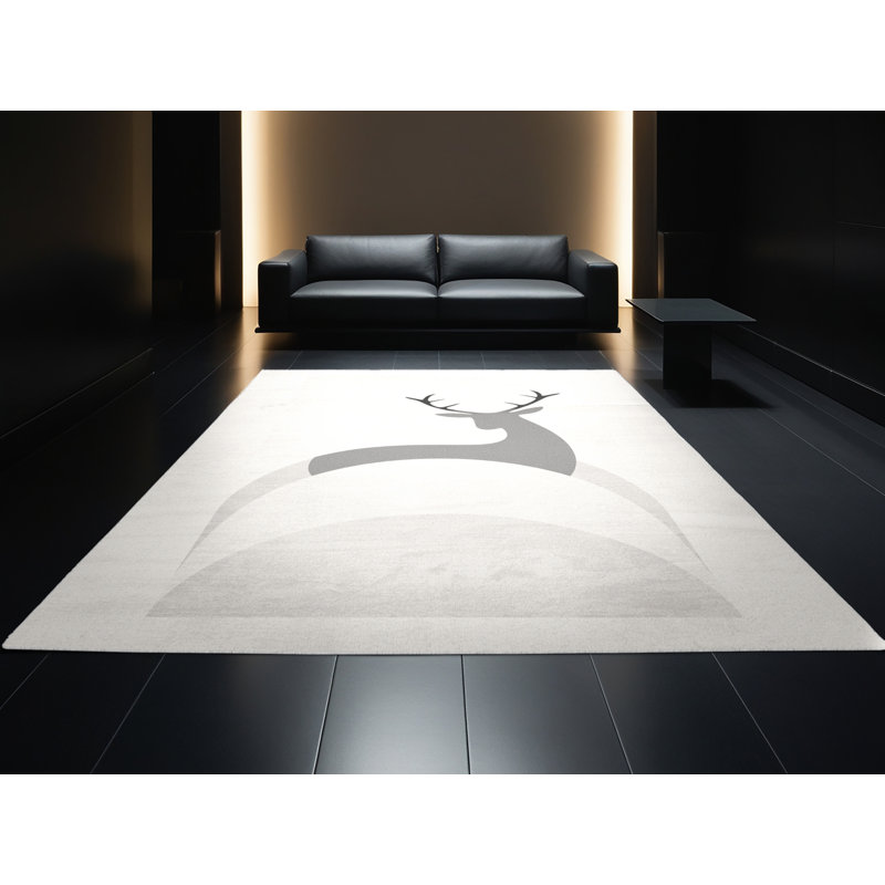 Machine Washable Delancey Christmas Modern & Contemporary Abstract Rug in Gray – White Binding, 5x7