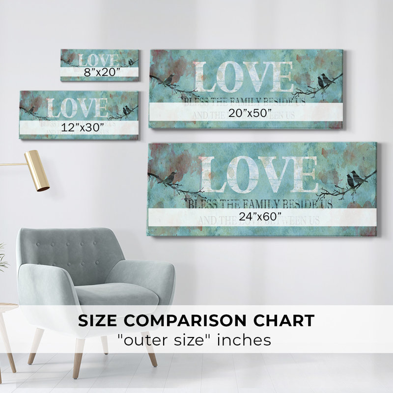 Art textuel sur toile Love Love Us, H 20 po x l 50 po x P 1,5 po