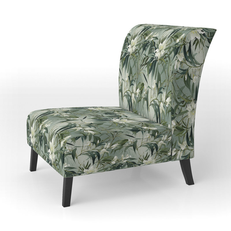 Fauteuil de chambre rembourré C, Bambou élégance motif tropical II