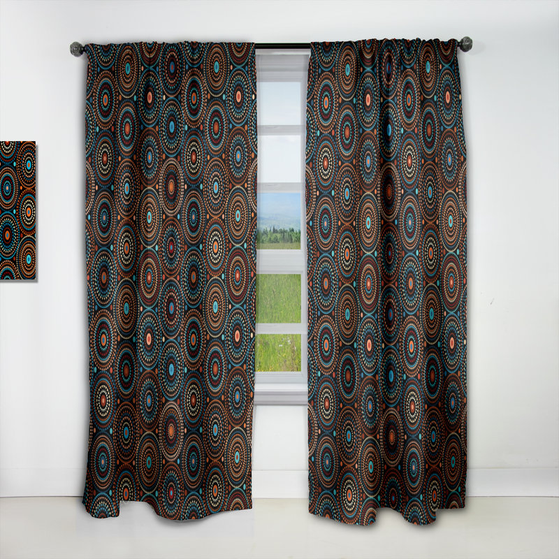 Ethnic Geometric Pattern - Geometric Bohemian & Eclectic Velvet Blackout Curtain Single Panel, 52" W x 95" L