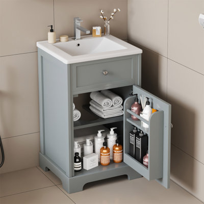 20-Inch Bathroom Vanity With Sink, Soft Closing Door, Storage Rack, And Adjustable Shelf For Modern Bathrooms