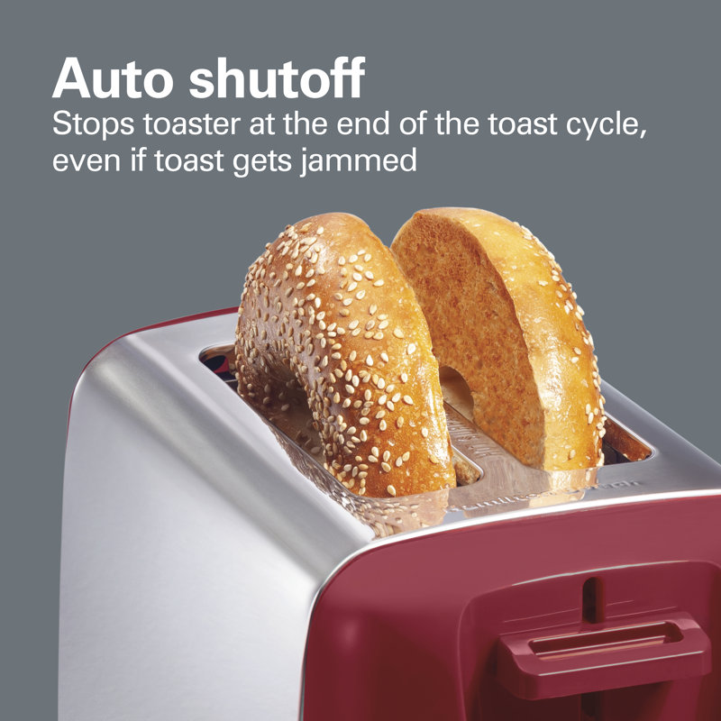 Red Stainless Steel 2-Slice Toaster with Wide Slots